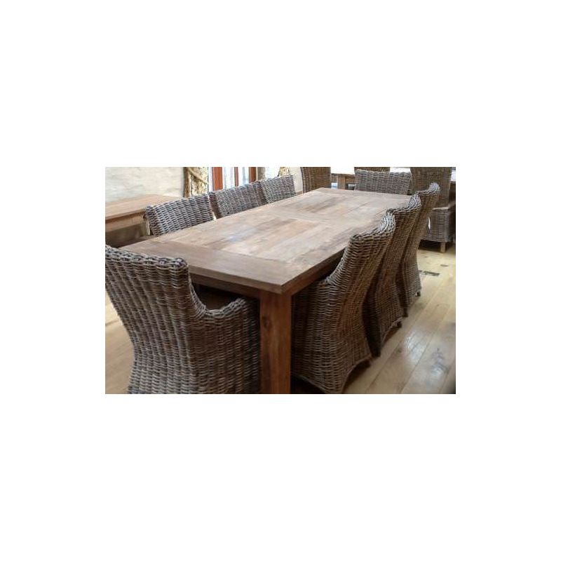 2.4m Reclaimed Teak Mexico Dining Table with 8 Donna Chairs